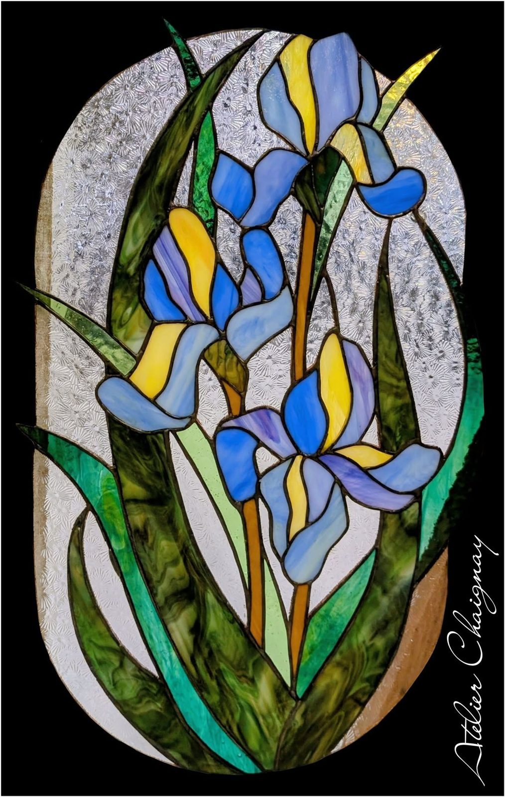 Vitrail iris bleus