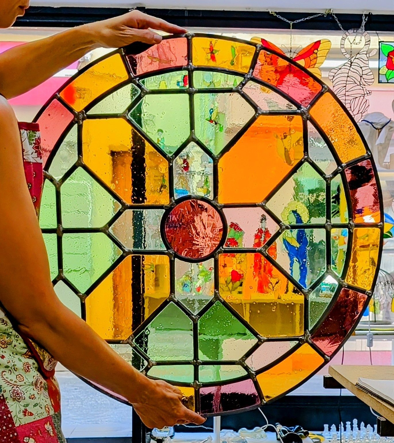 Vitrail rond décoratif