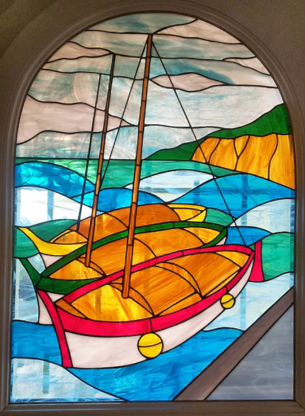 Vitrail fond marin